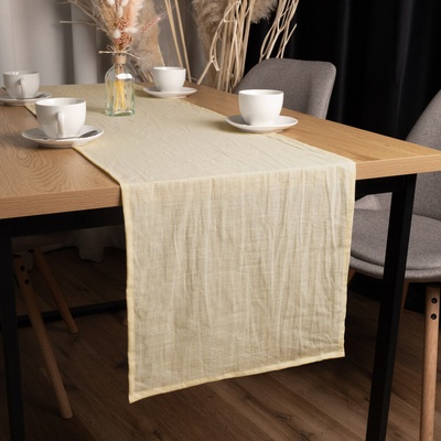 Biante Ľanový behúň LEN-016 Svetlo žltobéžový 35x120 cm