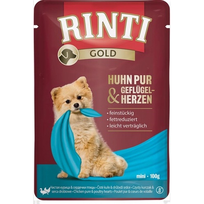 Rinti Gold Adult kuřecí s drůbežími srdíčky 10 x 100 g