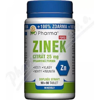 Bio Pharma Zinok Forte 25 mg 90+90 tabliet