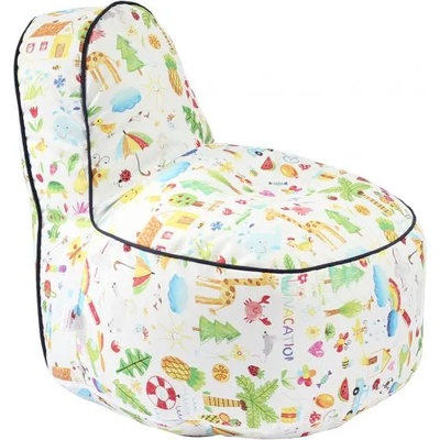 Pufrelax Пуф стол, 200л. , OK Junior, A Colourful World, Водоустойчив, Перящ се калъф, Пълнеж от Полистиролни перли, принт