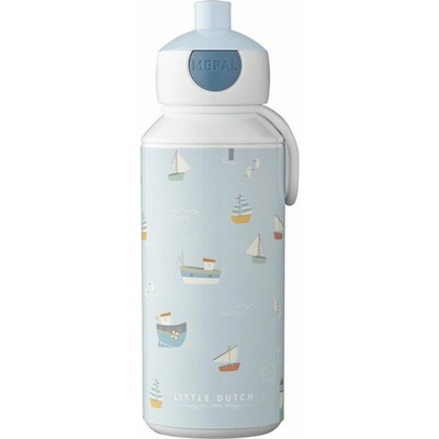 Biela/svetlomodrá plastová detská fľaša 400 ml