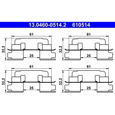 Súprava príslušenstva, obloženie kotúčovej brzdy ATE 13.0460-0514.2 13.0460-0514.2