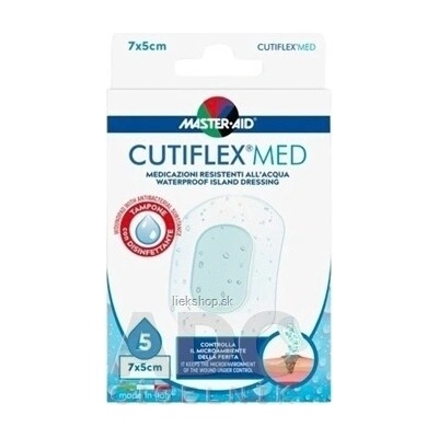 MASTER AID CUTIFLEX MED Rýchloobväz transparentné sterilné vodeodolné krytie na rany 7 x 5 cm 5 ks