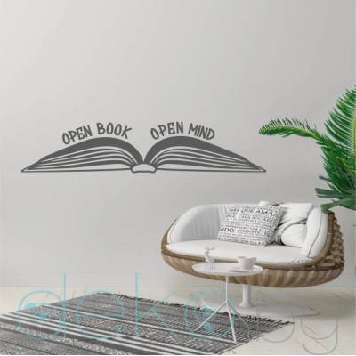 Open Book Open Mind - Мотивационен стикер за стена (13088)