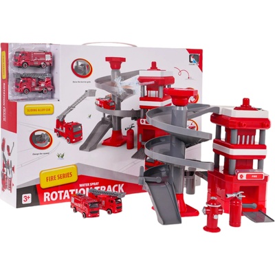 RKToys Hasičská stanice se zjezdovou rampou a autíčky
