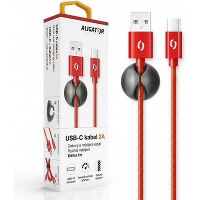 ALIGATOR PREMIUM Dátový kábel 2A, USB-C červená
