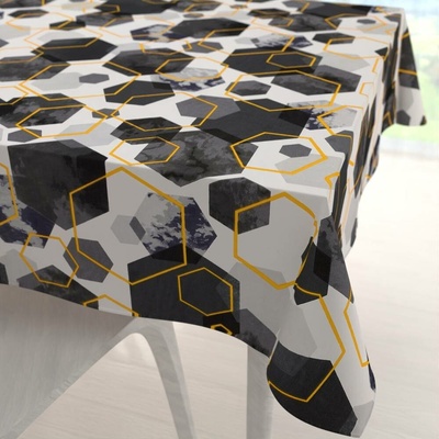 Biante bavlna čtvercový ubrus Sandra SA-568 Šedo-modrofialové mramorové hexagony na bílém 110x110 cm