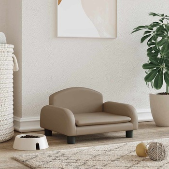 vidaXL Кучешко легло, капучино, 50x40x30 см, изкуствена кожа (171980)