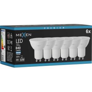 Mexen Nova 6x LED Крушка GU10, 8W, Студена - 6500K, 840 lm - L108-GU10-0865-01x06 (L108-GU10-0865-01x06)