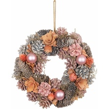 MagicHome Vianoce Věnec růžovo-oranžový, 30 cm
