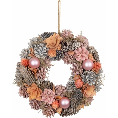 MagicHome Vianoce Věnec růžovo-oranžový, 30 cm – Zboží Dáma