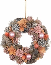 MagicHome Vianoce Věnec růžovo-oranžový, 30 cm
