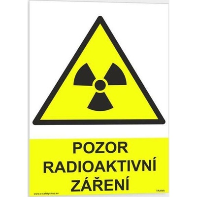Traiva s.r.o Pozor radioaktivní záření Verze: Samolepka 210 x 297 mm (A4) tl. 0.1 mm - Kód: 08767