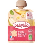 Babybio Био плодов мус Babybio - Круша, банан и просо, 6 м+, 90 g (3288131540092) - baby