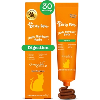 Zesty Paws Anti-Hairball Paste (75 g) - функционална хранителна добавка за котки за подпомагане на х