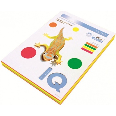 Kancelářský papír barevný IQ Color A4 80 g mix 4x50 neonové barvy IQC480/NRB