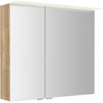 SAPHO Linex - Огледален шкаф с LED осветление 80x70x15 см, 2 врати, дъб „Алабама LX080-0022 (LX080-0022)