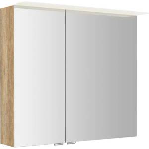 SAPHO Linex - Огледален шкаф с LED осветление 80x70x15 см, 2 врати, дъб „Алабама LX080-0022 (LX080-0022)
