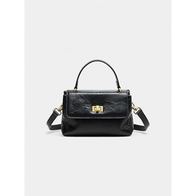 Dámska kožená kabelka luxusná čierna crossbody kabelka