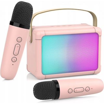PŘENOSNÁ KARAOKE SADA REPRODUKTOR MIKROFONY RŮZNÉ HLASY PRO DĚTI LED