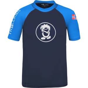 Trollkids Детска плажна тениска от ликра Trollkids Kid's Kvalvika T Sport shirt - Navy / Medium Blue - размер 110 (EU) (704-1803-0314)