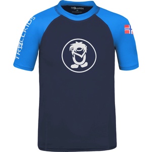 Trollkids Детска плажна тениска от ликра Trollkids Kid's Kvalvika T Sport shirt - Navy / Medium Blue - размер 110 (EU) (704-1803-0314)