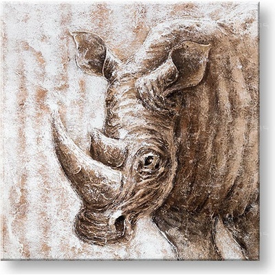 Maľovaný obraz na stenu NOSOROŽEC 70x70 cm - 70×70 cm / Klasický 2 cm