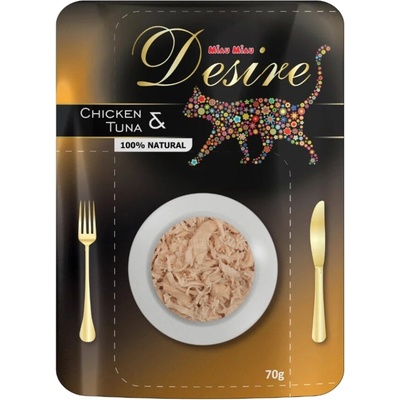 Miau Miau Desire premium s trhaným mäsom kuracie a tuniak 70 g
