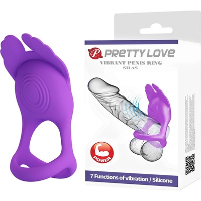 Pretty Love - VIBRAČNÝ PENISNÝ KRÚŽOK SILAS čierny, 7 vibračných funkcií
