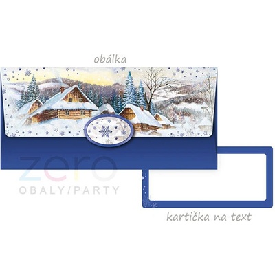 Obálka dárková na peníze - vánoční zasněžená krajina
