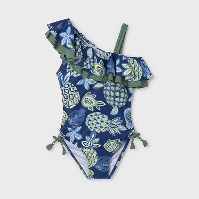 MAYORAL Цял бански с волани в мастилено синьо за момиче Mayoral с плодове