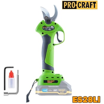 PRO-CRAFT Ножица лозарска, акумулаторна, PROCRAFT ES28Li, 20V, 10-25 мм, безчетков мотор (ES28Libb)