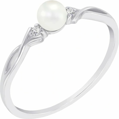 Eppi Elegantní zlatý prsten s perlou a diamanty Azana R37297