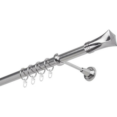 OK-GarnýžeCZ Garnýž kovová jednořadá 25mm Swing nerez 230 cm do stěny / kroužky s háčkem
