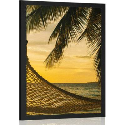 Plakát houpací síť na pláži - 40x60 silver