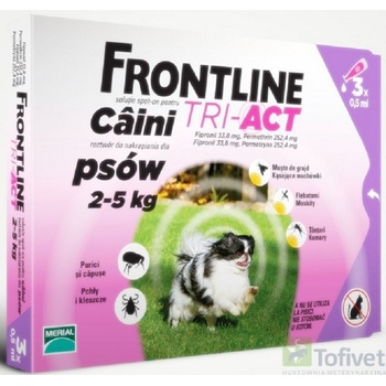 Frontline Tri-Act Spot-On Dog XS 2-5 kg 3 x 0,5 ml