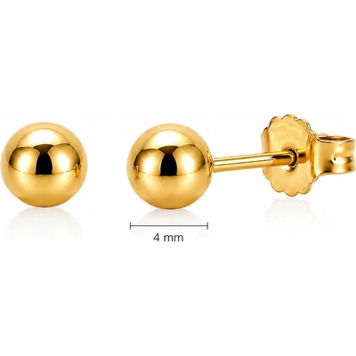 SARINES Zlaté kuličkové náušnice 4 mm – minimalistické pecky S1483