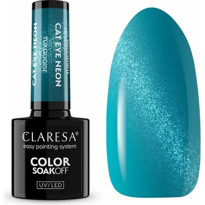 CLARESA hybridný gél lak Cat Eye Neon Turquoise 5g