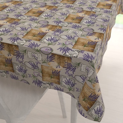 Biante Dekorační obdélníkový ubrus PML-099 Levandule s motýlky a srdíčky na béžovém 100x160 cm