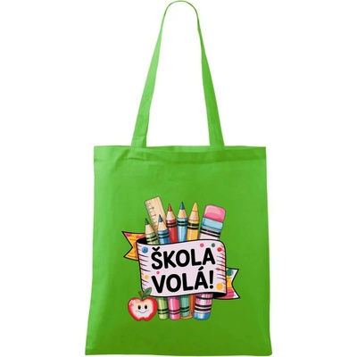 Škola volá farebné Taška bavlnená 42 x 38 cm Apple Green