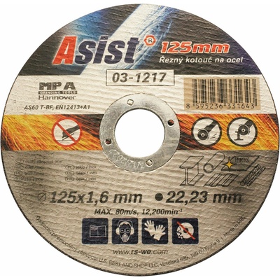 Asist Kotouč řezný na kov 125x22,23x1,6mm 03-1217