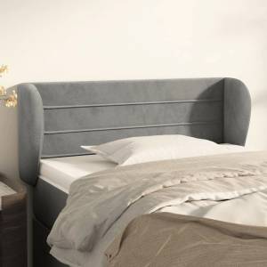 vidaXL Горна табла за легло с уши, светлосива, 83x23x78/88 см, кадифе (3117314)