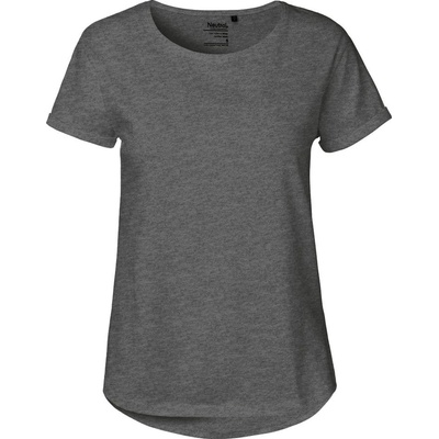 Neutral Dámske tričko s ohrnutými rukávmi z organickej Fairtrade bavlny Tmavý melír