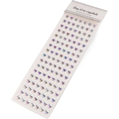 Samolepicí srdce na lepicím proužku multicolor Ø10 mm Varianta: 2 crystal AB, Balení: 1 karta