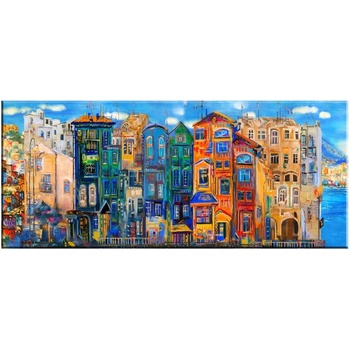 Vavien Artwork Изображение Цветни къщи, 140 x 60 cm Colourful Houses - Tablo Center (art233374492-60140)