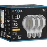Mexen Vintis 3x LED филаментна крушка E27, G80, 2W, Топла - 2200K, 150 lm, димно сиво (L155-E27-0222-70x03)
