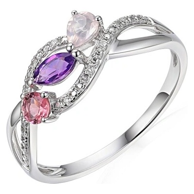 Gems Diamantový prsten Astrid bílé zlato s brilianty ametystem růženínem a turmalínem 585 38 1 4749.1B00.0.54.HSISC.605