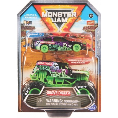 Monster Jam Grave Digger pretekárske auto a Monster Truck 1:64