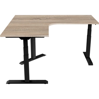 Delso Rohový výškovo nastaviteľný stôl Shaper 130 x 160 cm pravý, dub sonoma / čierna