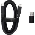 OBSBOT USB-C 3.0 - USB-C 3.0 M/M кабел за данни, 1, 5 м, черен + USB-A адаптер (OCB-2209-CW)